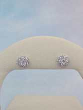 Load image into Gallery viewer, Diamond Cluster Stud Earrings .47 Carats - 14K White Gold
