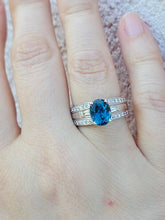 Load image into Gallery viewer, London Blue Topaz Oval Ring with Diamonds - 14K White Gold