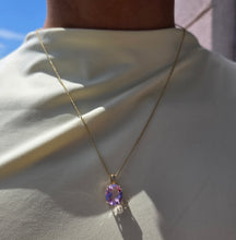 Load image into Gallery viewer, 14K Gold Pink Topaz Solitaire Necklace and Chain