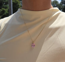 Load image into Gallery viewer, 14K Gold Pink Topaz Solitaire Necklace and Chain