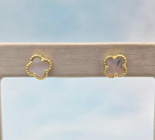 Load image into Gallery viewer, Small Mother of Pearl Clover Earrings