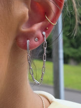 Load image into Gallery viewer, Diamond Huggie w/Paperclip Chain Earring- 14K White Gold