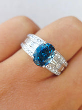 Load image into Gallery viewer, London Blue Topaz Oval Ring with Diamonds - 14K White Gold