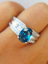 Load image into Gallery viewer, London Blue Topaz Oval Ring with Diamonds - 14K White Gold