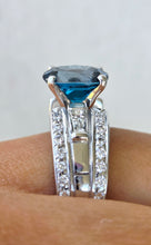 Load image into Gallery viewer, London Blue Topaz Oval Ring with Diamonds - 14K White Gold