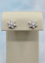 Load image into Gallery viewer, Diamond Flower Stud Earrings - 18K White Gold