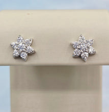 Load image into Gallery viewer, Diamond Flower Stud Earrings - 18K White Gold