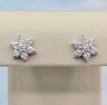 Load image into Gallery viewer, Diamond Flower Stud Earrings - 18K White Gold
