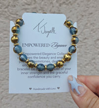 Load image into Gallery viewer, Blue Gold Agate &amp; Gold Empowered Elegance Beaded Bracelet - TJazelle
