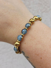 Load image into Gallery viewer, Blue Gold Agate &amp; Gold Empowered Elegance Beaded Bracelet - TJazelle