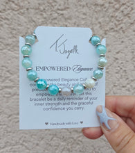 Load image into Gallery viewer, Aqua Agate &amp; Silver Empowered Elegance Beaded Bracelet - TJazelle