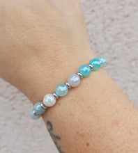 Load image into Gallery viewer, Aqua Agate &amp; Silver Empowered Elegance Beaded Bracelet - TJazelle