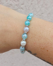 Load image into Gallery viewer, Aqua Agate &amp; Silver Empowered Elegance Beaded Bracelet - TJazelle