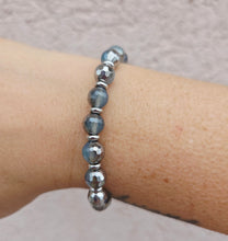 Load image into Gallery viewer, Blue Silver Agate &amp; Silver Empowered Elegance Beaded Bracelet - TJazelle