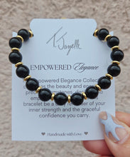 Load image into Gallery viewer, Onyx &amp; Gold Empowered Elegance Beaded Bracelet - TJazelle