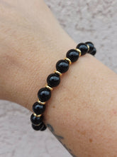 Load image into Gallery viewer, Onyx &amp; Gold Empowered Elegance Beaded Bracelet - TJazelle