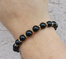 Load image into Gallery viewer, Onyx &amp; Gold Empowered Elegance Beaded Bracelet - TJazelle