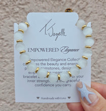 Load image into Gallery viewer, White Cats Eye &amp; Gold Empowered Elegance Beaded Bracelet - TJazelle