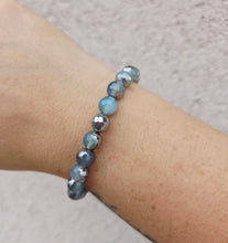 Load image into Gallery viewer, "Balance" Blue Silver Agate Stacker - TJazelle