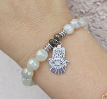 Load image into Gallery viewer, Hamsa CZ Silver Charm Bracelet - TJazelle
