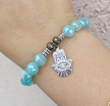 Load image into Gallery viewer, Hamsa CZ Silver Charm Bracelet - TJazelle