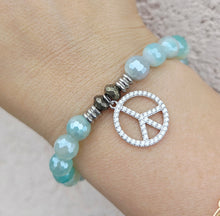 Load image into Gallery viewer, Peace CZ Silver Charm Bracelet - TJazelle