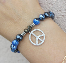 Load image into Gallery viewer, Peace CZ Silver Charm Bracelet - TJazelle