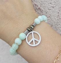 Load image into Gallery viewer, Peace CZ Silver Charm Bracelet - TJazelle