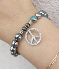 Load image into Gallery viewer, Peace CZ Silver Charm Bracelet - TJazelle