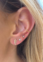 Load image into Gallery viewer, Diamond Feather Earrings - 14K Yellow Gold