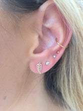 Load image into Gallery viewer, Diamond Feather Earrings - 14K Yellow Gold