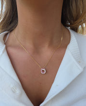 Load image into Gallery viewer, Pink Sapphire &amp; Diamond Love Necklace - 14K Yellow Gold