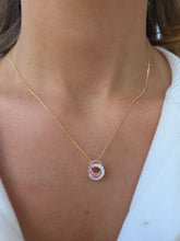 Load image into Gallery viewer, Pink Sapphire &amp; Diamond Love Necklace - 14K Yellow Gold