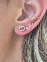 Load image into Gallery viewer, Chocolate Diamond with Halo Stud Earrings - 14K Rose Gold