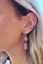 Load image into Gallery viewer, Pink Sapphire Drop Earrings - 14K Yellow Gold