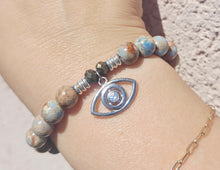 Load image into Gallery viewer, "Evil Eye" Silver Charm Bracelet - TJazelle