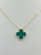 Load image into Gallery viewer, Malachite Clover Necklace - Gold Plated Sterling Silver