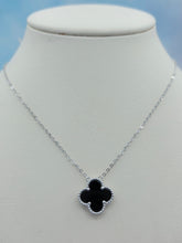 Load image into Gallery viewer, Black Onyx Clover Necklace - Sterling Silver