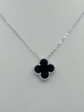 Load image into Gallery viewer, Black Onyx Clover Necklace - Sterling Silver