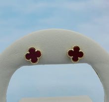 Load image into Gallery viewer, Carnelian Clover Earrings - Gold Plated