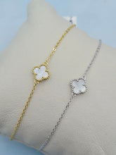 Load image into Gallery viewer, Single Clover White Mother of Pearl Bracelet - Sterling Silver