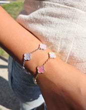 Load image into Gallery viewer, Pink Mother of Pearl Clover Bracelet