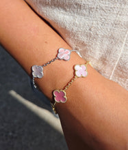 Load image into Gallery viewer, Pink Mother of Pearl Clover Bracelet
