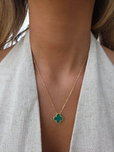 Load image into Gallery viewer, Malachite Clover Necklace - Gold Plated Sterling Silver