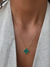 Load image into Gallery viewer, Malachite Clover Necklace - Gold Plated Sterling Silver