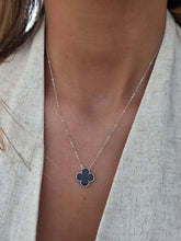 Load image into Gallery viewer, Black Onyx Clover Necklace - Sterling Silver