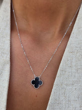 Load image into Gallery viewer, Black Onyx Clover Necklace - Sterling Silver