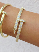 Load image into Gallery viewer, Pave CZ Nail Bangle - Designer Inspired - Gold Plated 925