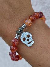 Load image into Gallery viewer, "Skull" CZ Silver Charm Bracelet - TJazelle