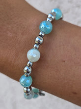 Load image into Gallery viewer, Aqua Agate Silver Day By Day Beaded Bracelet - TJazelle